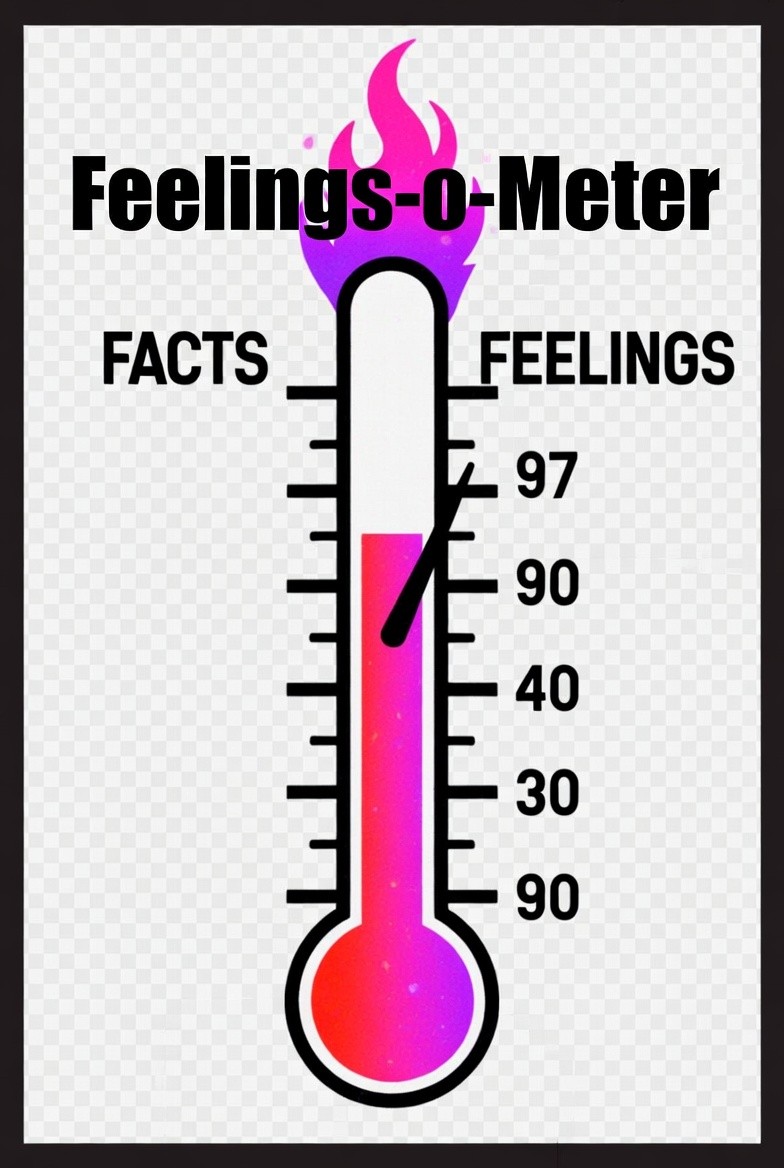 The Feelings-o-Meter: Facts barely registering, Feelings at 97